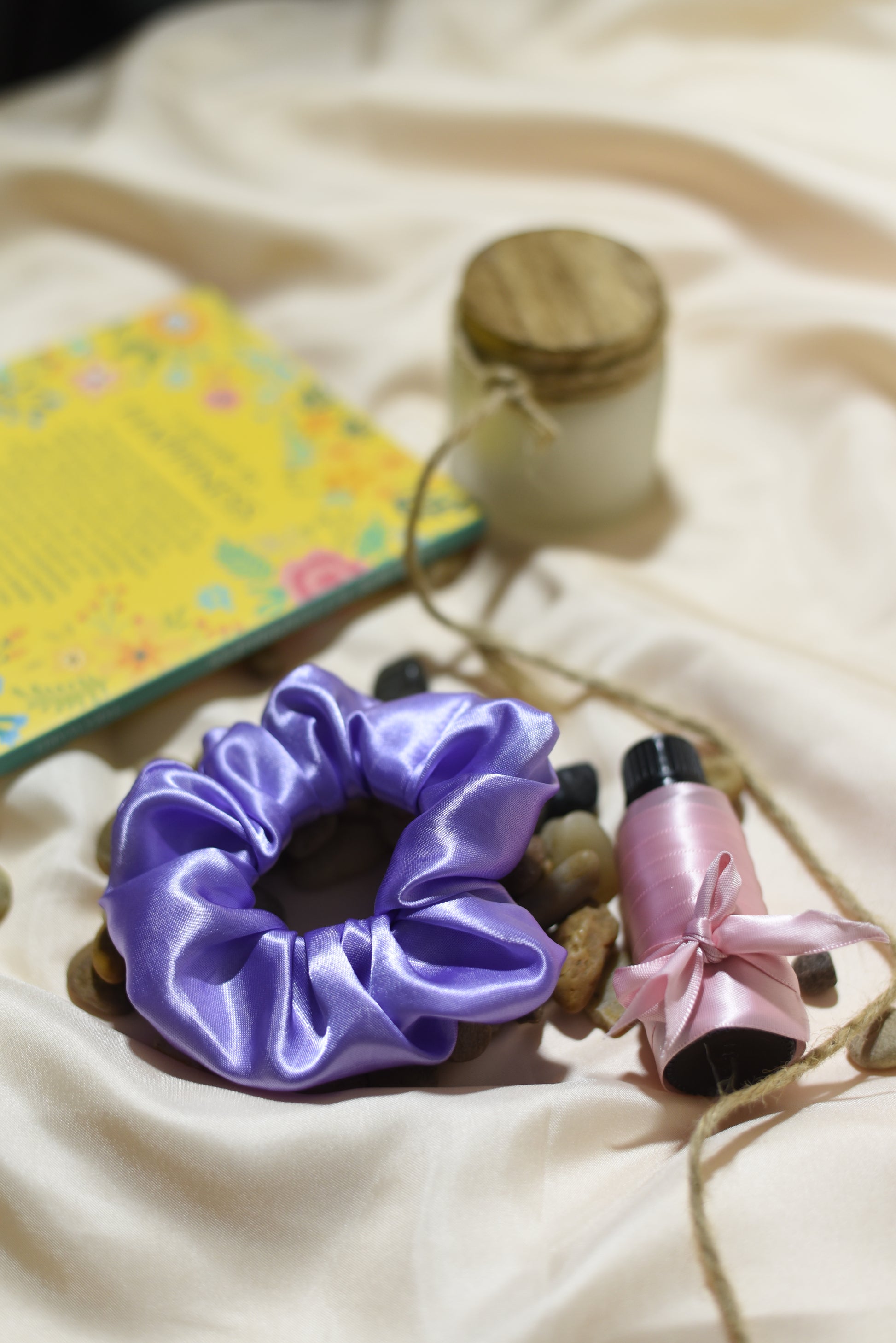 "Aroma Loops essential oil-infused scrunchies offering natural scent and wellness benefits."